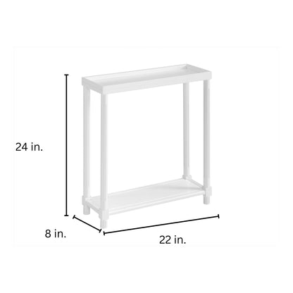 Set Of Two 24" White Wood Rectangular End Tables With Shelf