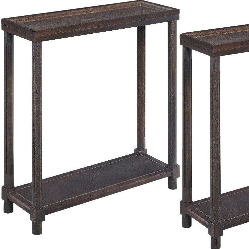 Set of Two Espresso Solid Wood End Tables With Shelf