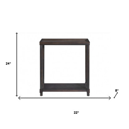 Set of Two 24" Espresso Solid Wood End Tables With Shelf