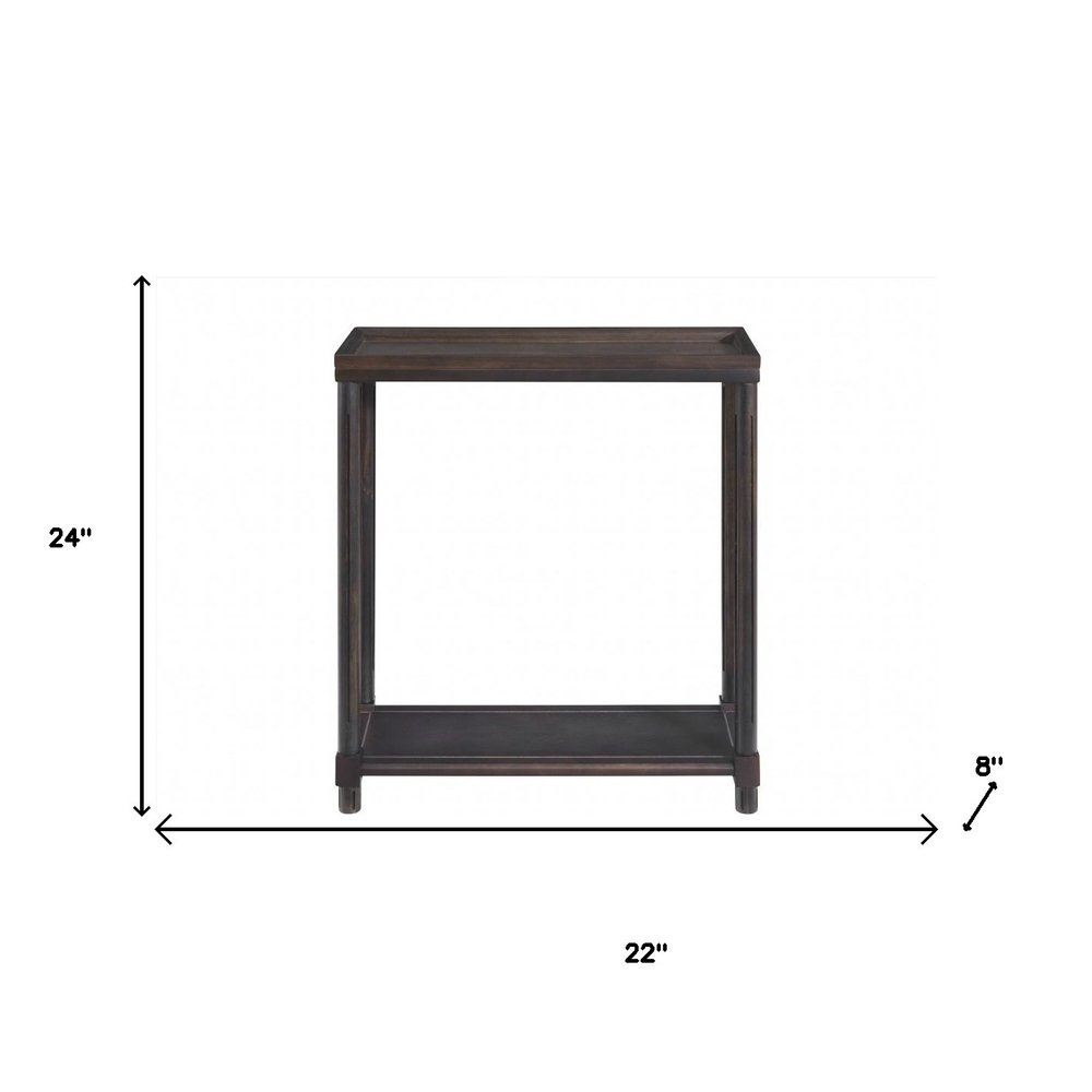 Set of Two Espresso Solid Wood End Tables With Shelf
