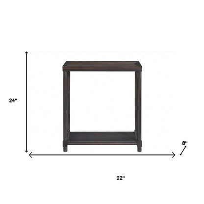 Set of Two Espresso Solid Wood End Tables With Shelf