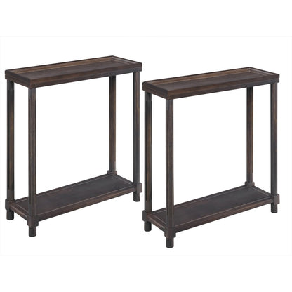 Set of Two Espresso Solid Wood End Tables With Shelf