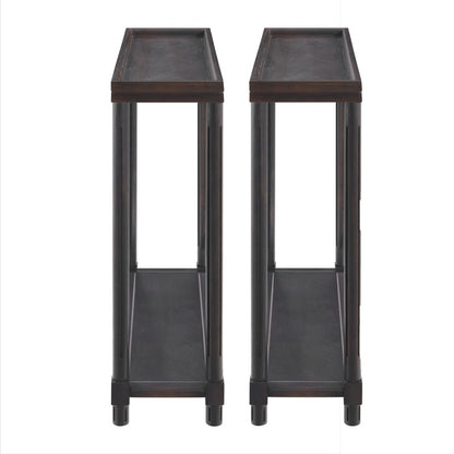 Set of Two Espresso Solid Wood End Tables With Shelf