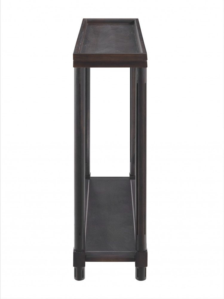 Set of Two Espresso Solid Wood End Tables With Shelf