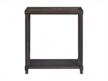 Set of Two Espresso Solid Wood End Tables With Shelf