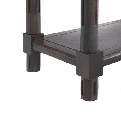 Set of Two Espresso Solid Wood End Tables With Shelf