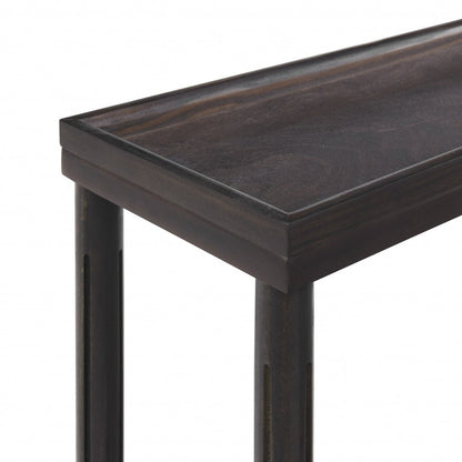 Set of Two Espresso Solid Wood End Tables With Shelf