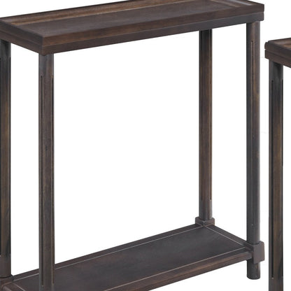 Set of Two Espresso Solid Wood End Tables With Shelf