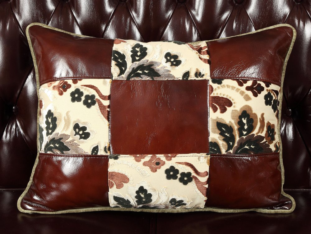 50" Espresso Faux Leather Tufted Wingback Chair And Toss Pillow