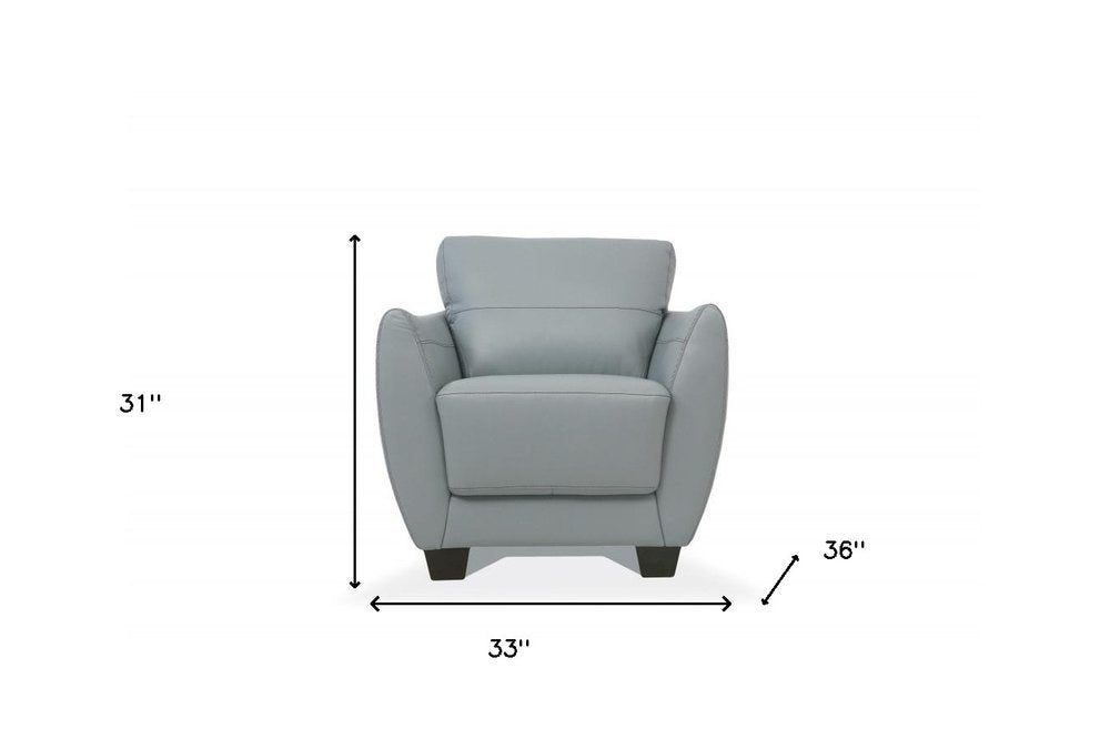 33" Gray and Black Genuine Leather Arm Chair