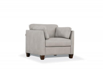 36" White and Black Genuine Leather Arm Chair