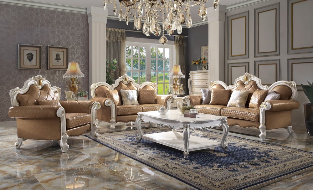 50" Beige and Pearl Faux Leather Tufted Arm Chair And Toss Pillow