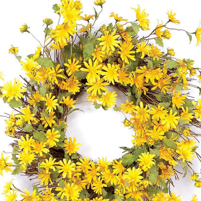 23" Green And Yellow Spring Daisy Artificial Wreath