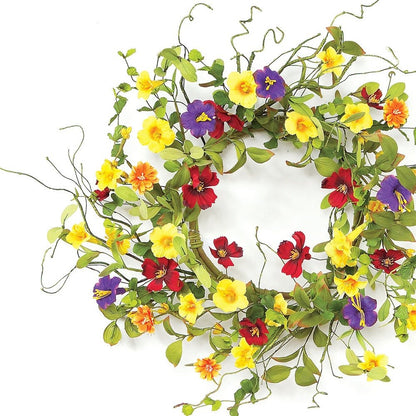 20" Green And Yellow Summer Mixed Assortment Artificial Wreath