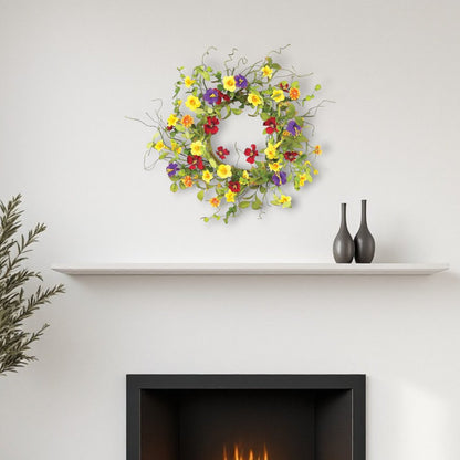 20" Green And Yellow Summer Mixed Assortment Artificial Wreath