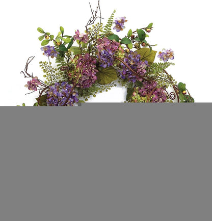 22" Purple Artificial Summer Hydrangea Wreath