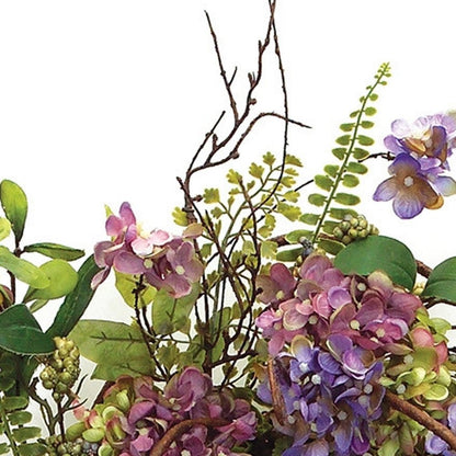22" Purple Artificial Summer Hydrangea Wreath