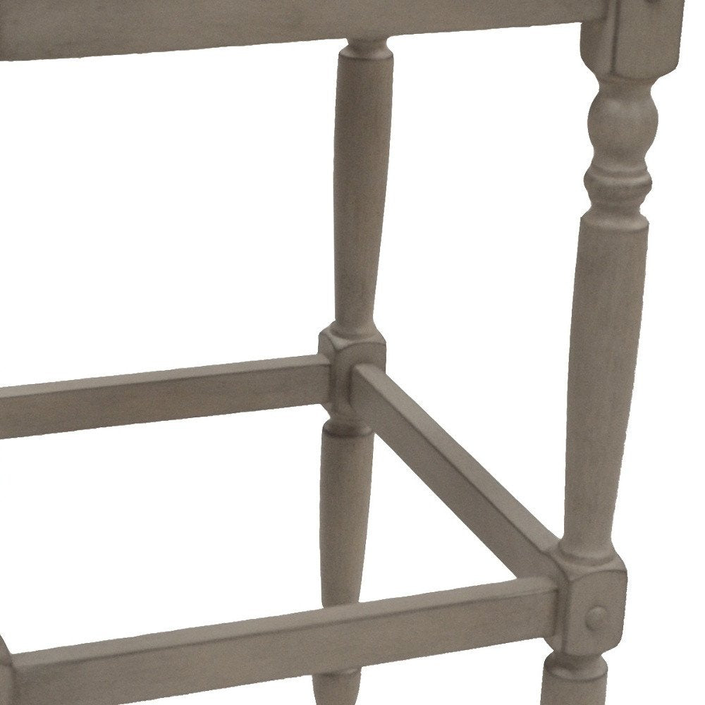 29" Natural And Gray Rush And Solid Wood Backless Bar Height Bar Chair