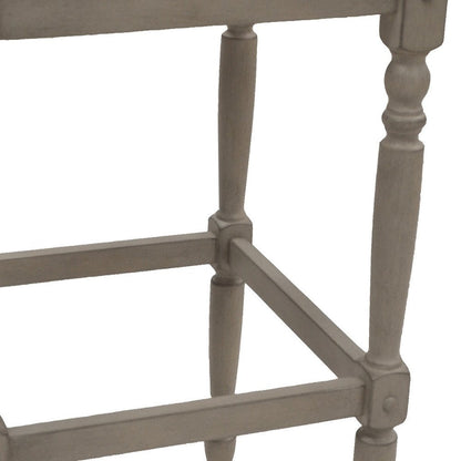 29" Natural And Gray Rush And Solid Wood Backless Bar Height Bar Chair