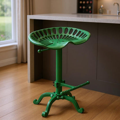 23" Green Iron Backless Adjustable Height Bar Chair