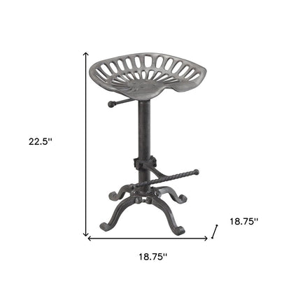 Gray Iron Backless Adjustable Height Bar Chair