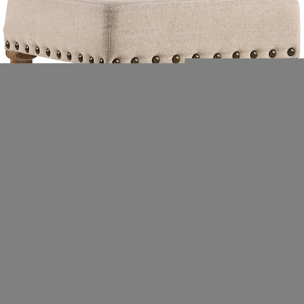 24" Cream And Natural Faux Leather And Solid Wood Backless Counter Height Bar Chair