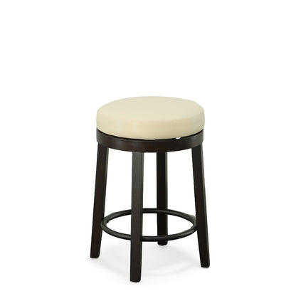 Set of Two 24" Cream And Espresso Solid Wood Backless Counter Height Swivel Bar Chairs