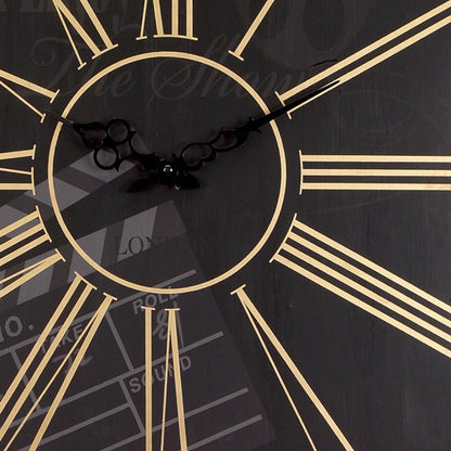 Set of Two Black And Gold Wood Analog Square Cinema Wall Clocks