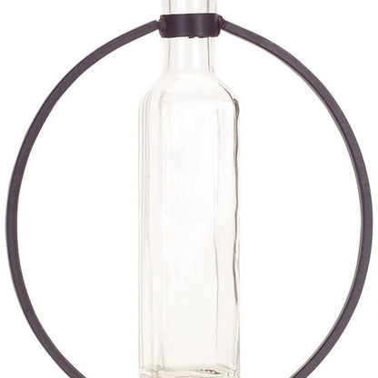 Set of Four Gray Round Metal Wall Vase