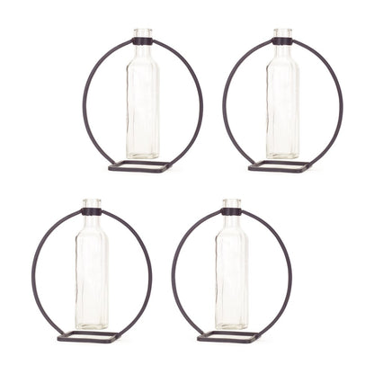 Set of Four Gray Round Metal Wall Vase