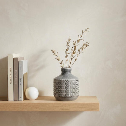 10" Gray Geometric Bud Terracotta Table Vase