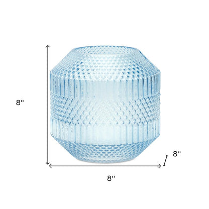 8" Pale Blue Geometric Cylinder Glass Table Vase