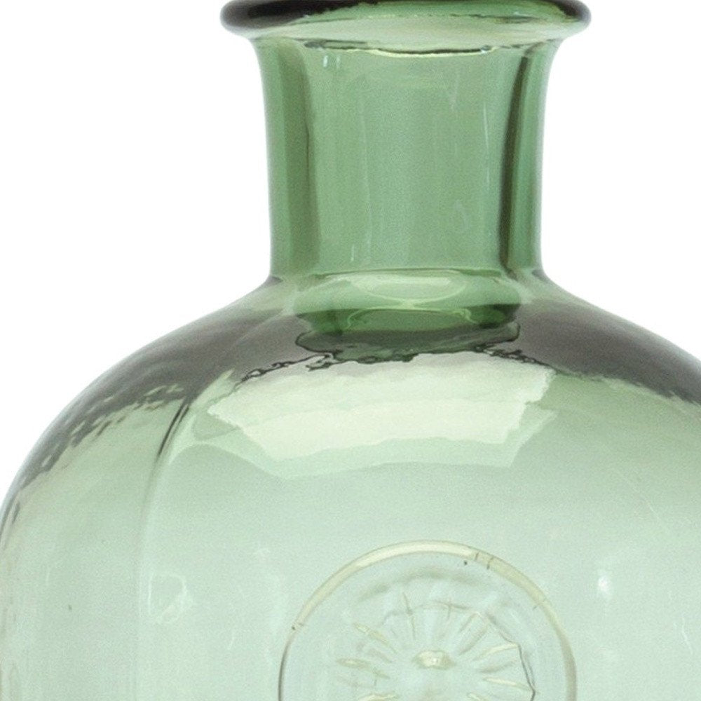 9" Green Bud Glass Table Vase