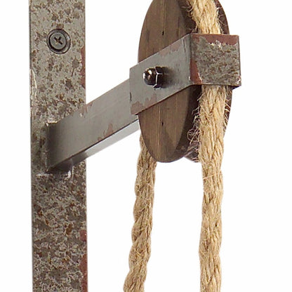 32" Silver Metal And Glass Wall Sconce Candle Holder