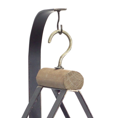 Set of Two Black Brown And Clear Cylinder Glass Metal And Wood Wall Vase