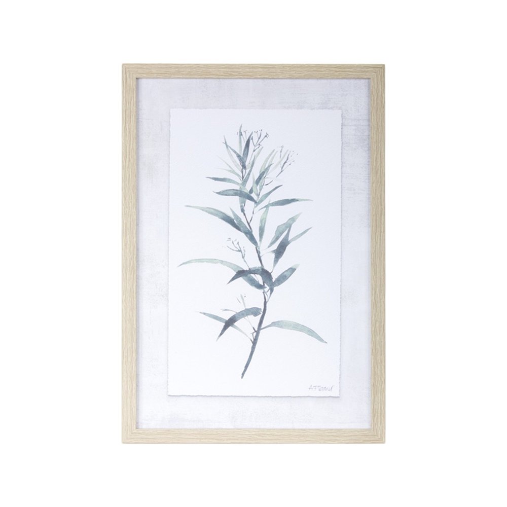 Set of Two Natural And Gray Leaf Floral Framed Art