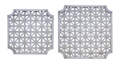 Set of Two Gray Geometric Solid Wood Square Framed Art