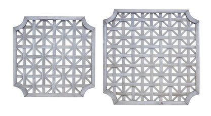 Set of Two Gray Geometric Solid Wood Square Framed Art