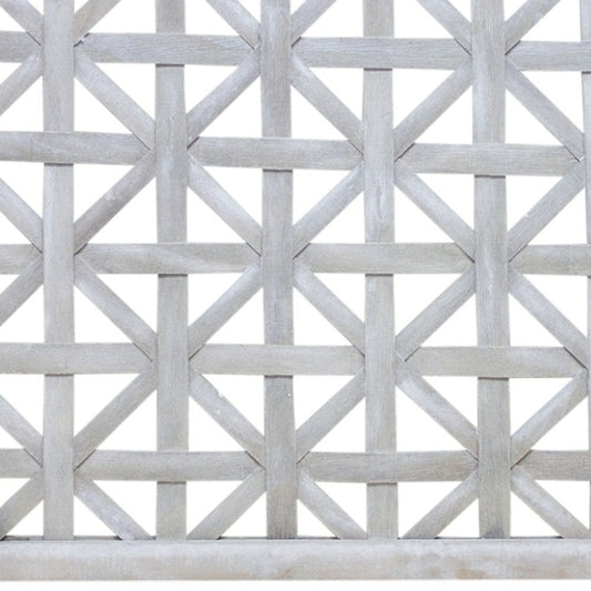 Set of Two Gray Geometric Lattice Wood Hanging Dimensional Sculptures