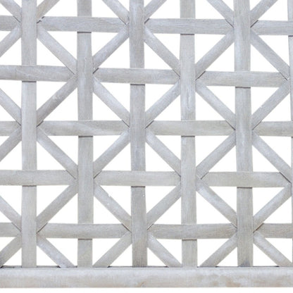 Set of Two Gray Geometric Lattice Wood Hanging Dimensional Sculptures