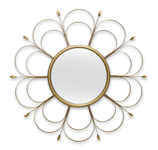 24" Gold Flower Iron Framed Accent Mirror