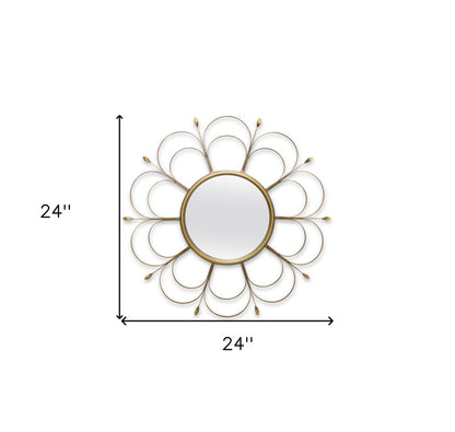 24" Gold Flower Iron Framed Accent Mirror