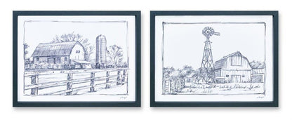 Set of Two Black And White Framed Art