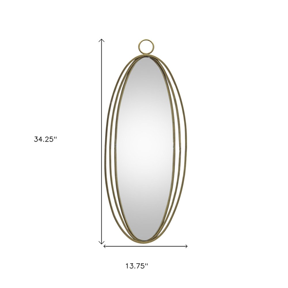 34" Gold Oval Metal Framed Accent Mirror