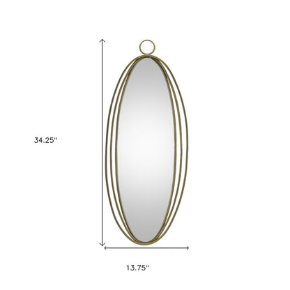 34" Gold Oval Metal Framed Accent Mirror