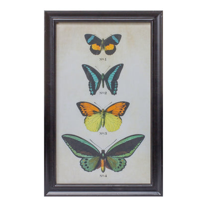Set of Two Black Blue And Green Butterfly Solid Wood Framed Art