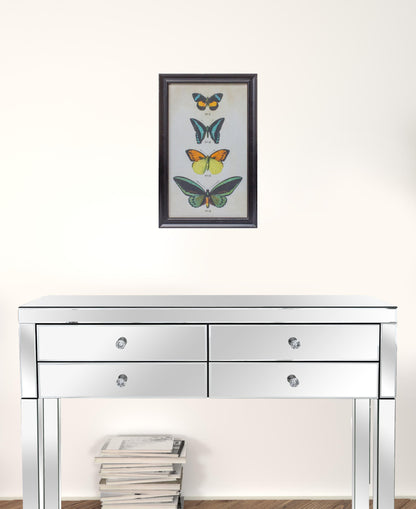 Set of Two Black Blue And Green Butterfly Solid Wood Framed Art