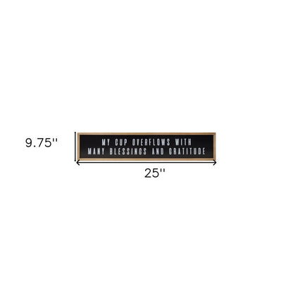 10" X 25" Natural Black And White Sentiment Plaque Wood Wall Decor