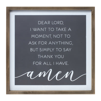 20" X 20" Gray And White Thankful Prayer Square Prayer Wall Decor