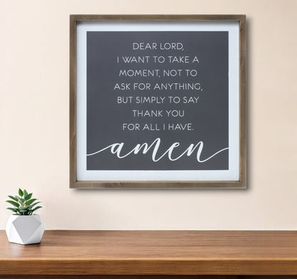 20" X 20" Gray And White Thankful Prayer Square Prayer Wall Decor